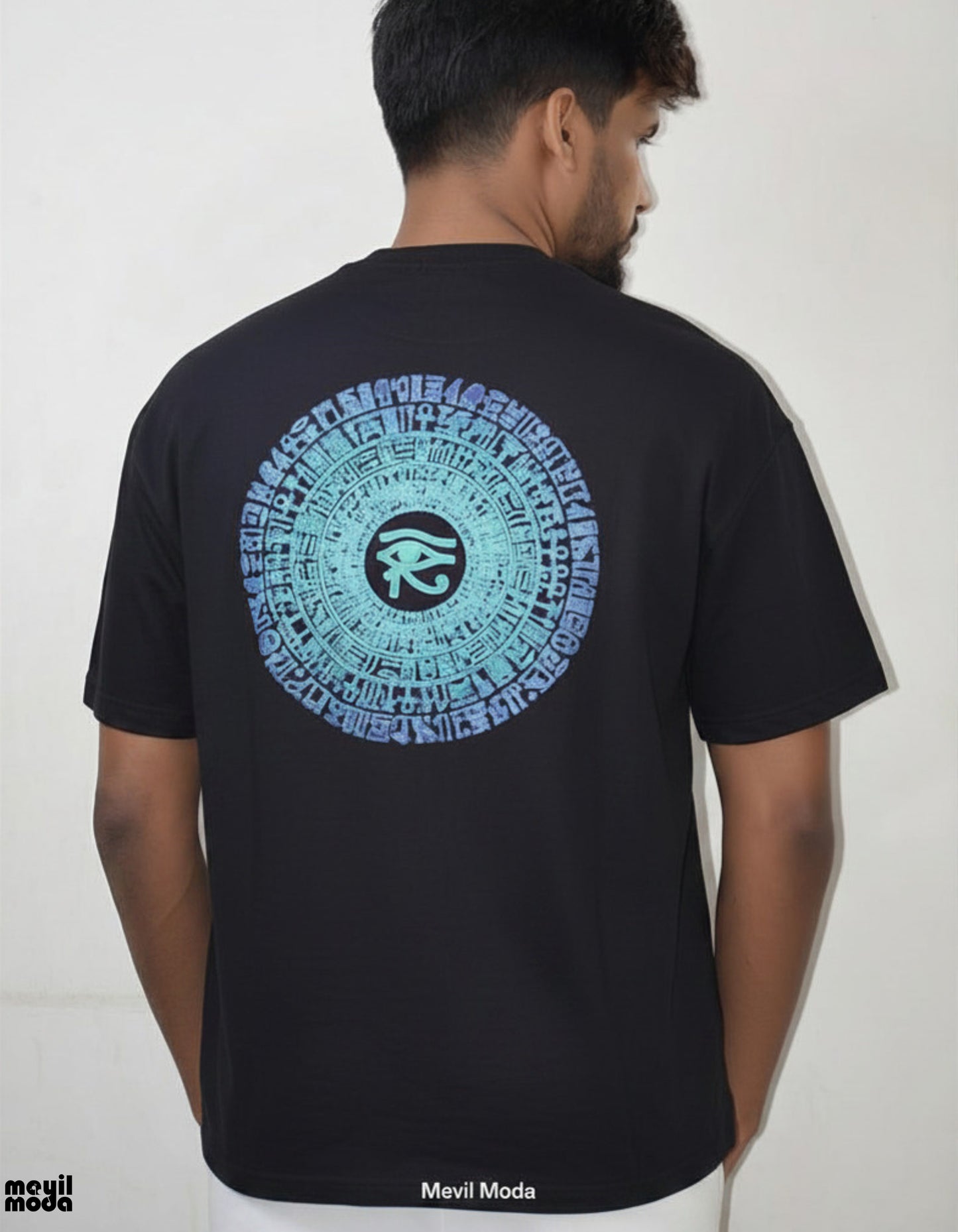 Egyptian Eye Oversized T-Shirt – Black 240 GSM French Terry | Mayil Moda Streetwear