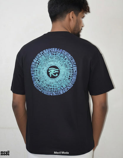 Egyptian Eye Oversized T-Shirt – Black 240 GSM French Terry | Mayil Moda Streetwear
