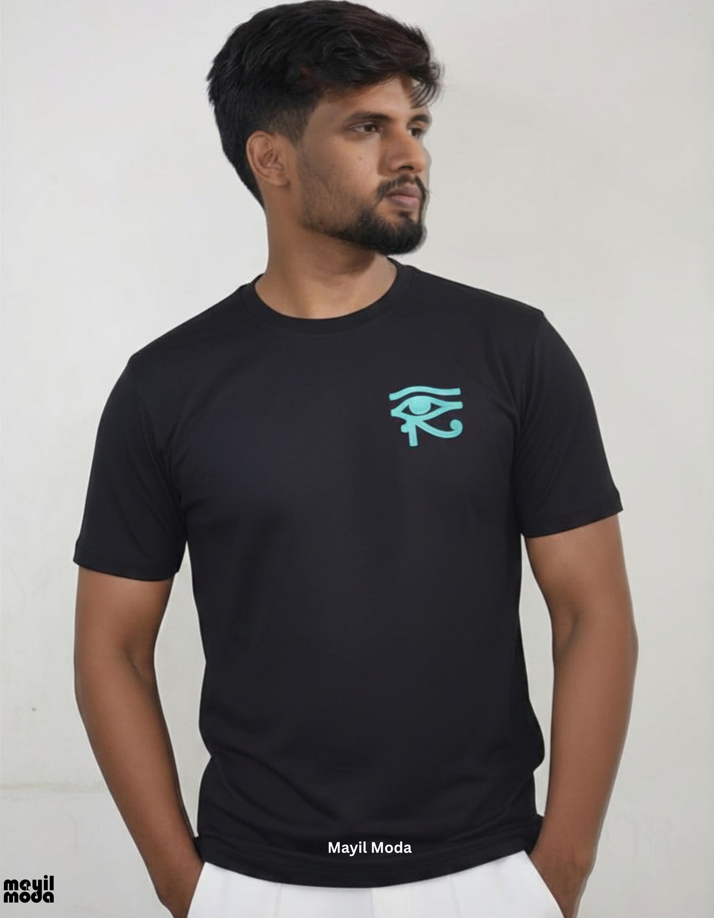 Eye of Horus Graphic T-Shirt – Black 180 GSM Premium Cotton | Mayil Moda