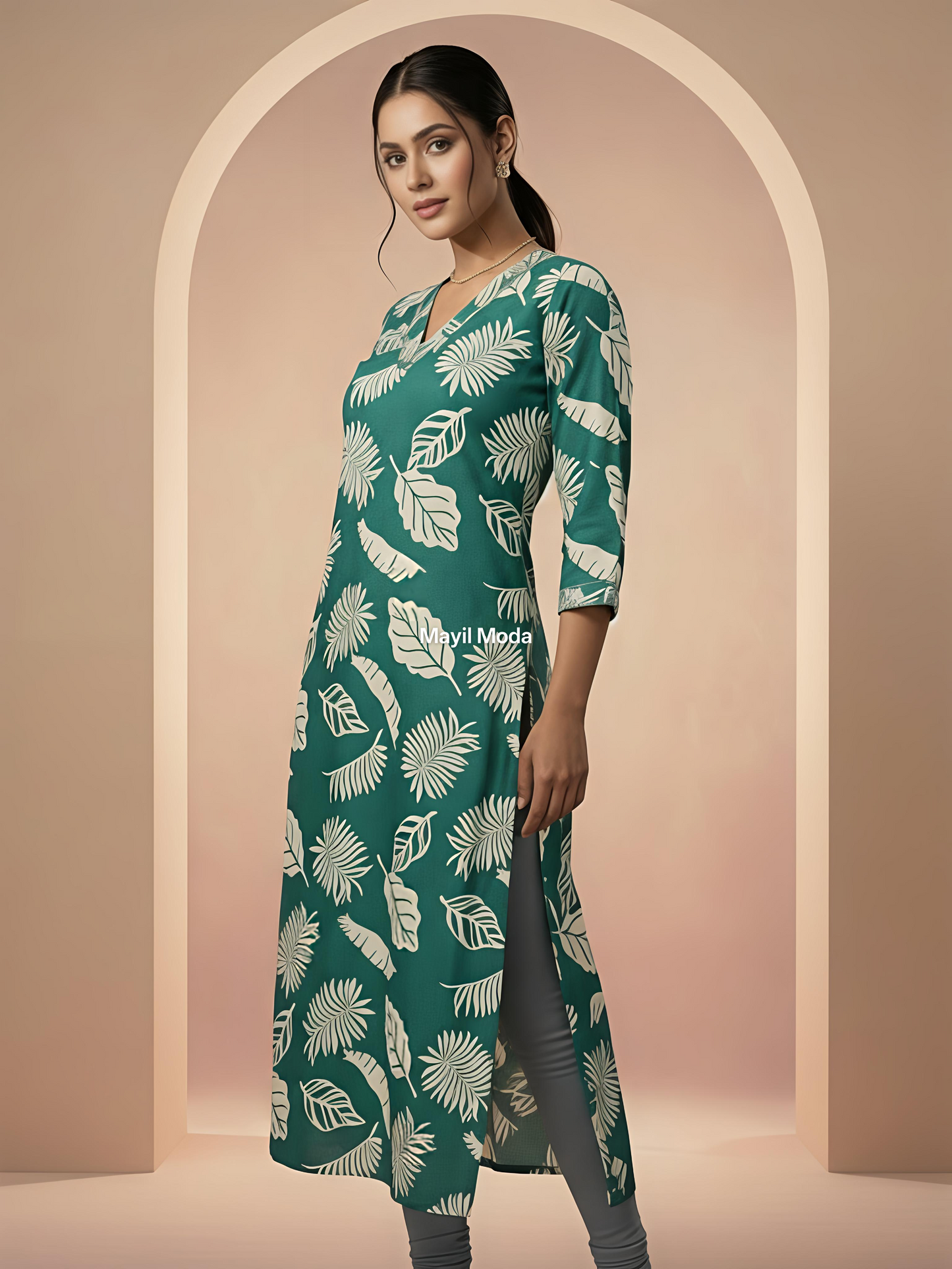 Essential V-Neck Cotton Kurti - Breathable Daily Wear (No Lining)