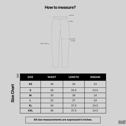 Size chart for bottom -Mayil Moda