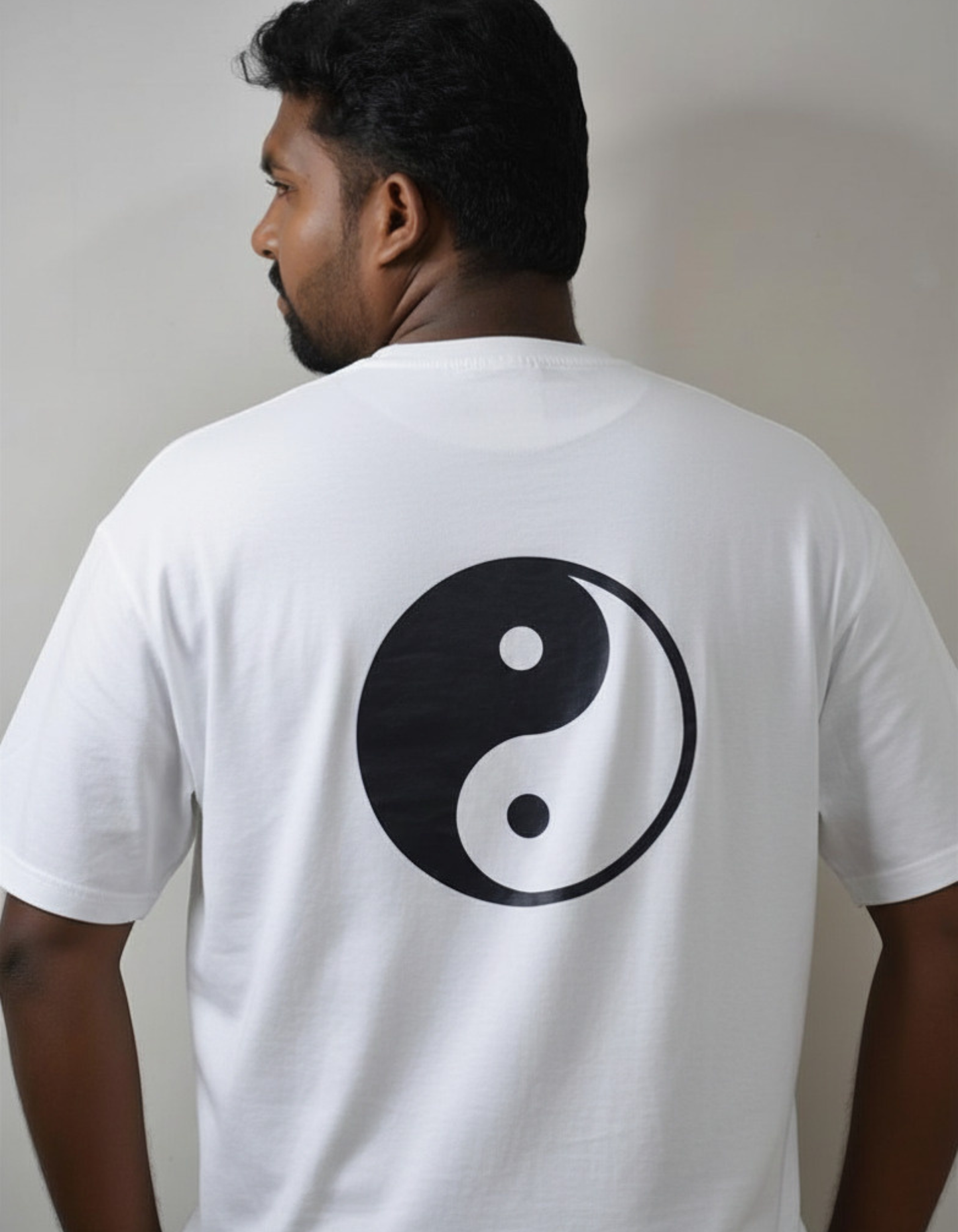 White Yin Yang Oversized T-Shirt | 240 GSM French Terry | Mayil