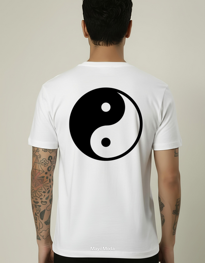 White Yin Yang Essential Regular Fit T-shirt – Pure Cotton (180 GSM)