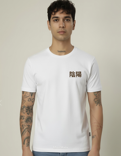 White Yin Yang Essential Regular Fit T-shirt – Pure Cotton (180 GSM)